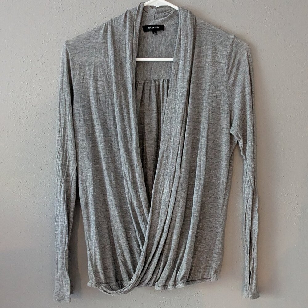 L/S grey crossover top